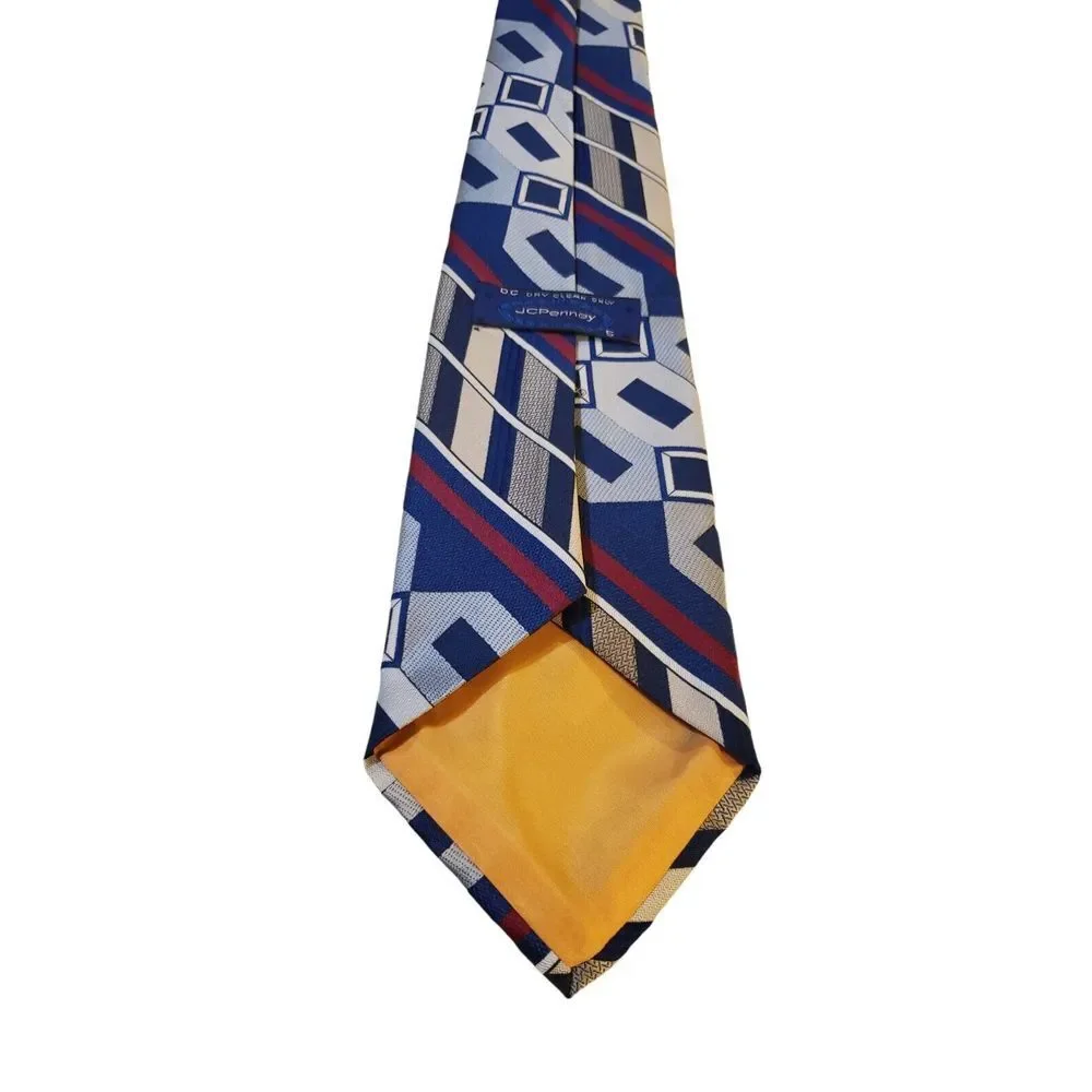 Vintage 70s Textured Polyester JcPenny Retro Geometric Tie Necktie Star‎ Wars